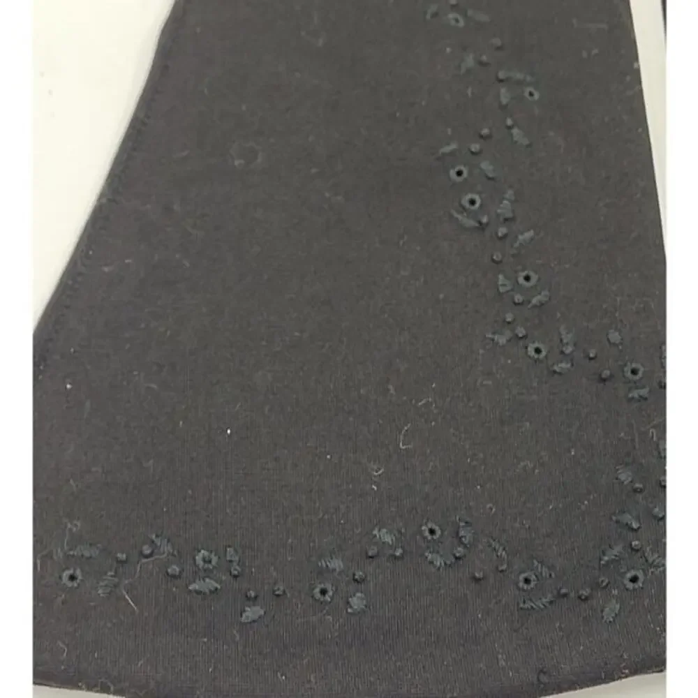 Van‎ Raalte Vintage Black Embroidered Eyelet Ladies Coat Length Dress Gloves